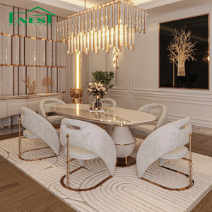 Tavolo <span class=keywords><strong>da</strong></span> <span class=keywords><strong>Pranzo</strong></span> di Lusso in Pietra Sinterizzata Italiana, Design Moderno con Texture Marmo Calacatta, Base Scanalata, Arredamento <span class=keywords><strong>per</strong></span> Villa - Product Image 3