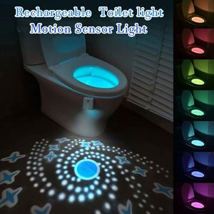 Toilet <b>Night</b> <b>Light</b> Motion <b>Sensor</b> <b>Light</b> Toilet LED <b>Light</b> 7Color Rechargeable LED <b>Night</b> Lamp for Bathroom Washroom Decoration - Product Image 2