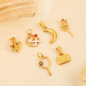 Olivia Stainless Steel Cherry Strawberry Moon <span class=keywords><strong>Suitcase</strong></span> 18k Gold Plated Plane Travel Fashion Charm Pendant untuk Pembuatan DIY - Product Image 5