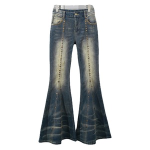 Pantalones Vaqueros Acampanados de Cintura Baja con Remaches, de Talle Grande, Estilo Veraniego, Bonitos, Lisos, de Pierna Larga y Ajustada, para un Look Elegante - Product Image 1