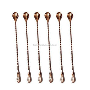 Cuillère à Bar communication, en laiton poli or, longue à manche nervuré fait à la main, 8 pouces, avec Design de coque d'écrou - Product Image 5