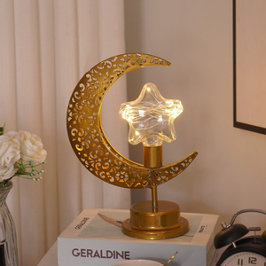 Kreative Metall lampe Metall Mond <span class=keywords><strong>LED</strong></span> Nacht Kristall kugel Stil Tisch Nachtlicht <span class=keywords><strong>LED</strong></span> Lampe Hohl Design Tisch Licht Raum <span class=keywords><strong>3D</strong></span> Dekor - Product Image 5