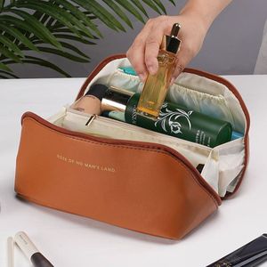 Large <strong>Travel</strong> Cosmetic <strong>Bag</strong> for Women <strong>Leather</strong> Makeup Organizer Female <strong>Toiletry</strong> Kit <strong>Bags</strong> Make up Case Storage Pouch Luxury Lady Box