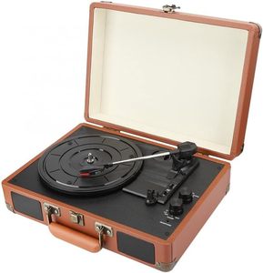 Tocadiscos de Vinilo Semiautomático de 3 Velocidades con Caja de Cuero Estilo Caja de Música - Product Image 4