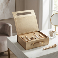 Ensemble d'emballages de luxe sur mesure pour soins de la peau en or avec poignée portable, fermeture magnétique, boîte rigide pliable
