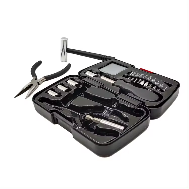 25Pcs Multi-Functional Household Hand Tool Set Stainless Steel Screwdriver Hammer Kit with Storage Box for Home Maintenance