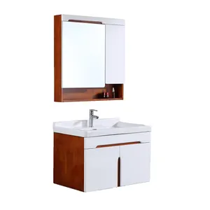 Lavabo sanitario económico, mueble de baño de roble montado en la pared