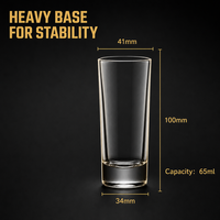 Juego de Vasos de Cristal Modernos y Ecológicos Shunstone de 2oz con Base Pesada (Más de 5 Unidades) con Caja de Madera para Whisky, Tequila y Vodka