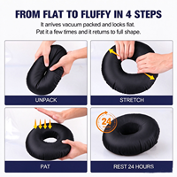 Oreiller en forme de donut avec trou central, en tissu satiné, pour les dormeurs latéraux, emballé sous vide