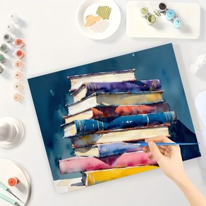Kit de pintura por números <span class=keywords><strong>para</strong></span> amantes de los <span class=keywords><strong>libros</strong></span> <span class=keywords><strong>para</strong></span> <span class=keywords><strong>adultos</strong></span>, libro colorido DIY apilado irregularmente de 16x20 pulgadas, regalos de arte sin marco - Product Image 3