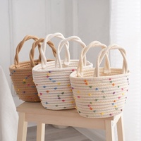 Paniers de rangement décoratifs tissés en corde Paniers en corde robustes pour filles Panier de rangement tissé avec poignées pour filles