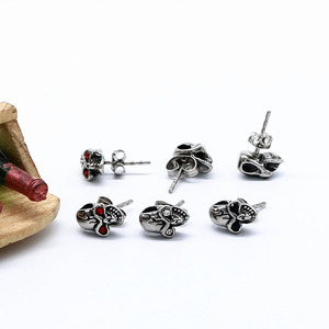 yunnique Skull <b>Stud</b> <b>Earrings</b> Titanium Steel Geometric Skeleton Design For Men And Women Fashion Jewelry - Product Image 4