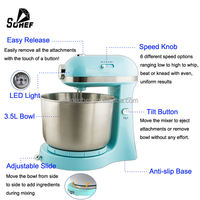 Batteur sur socle électrique professionnel Westchef 3L 300W 6 vitesses, design à tête inclinable, bol en acier inoxydable, robot culinaire multifonction