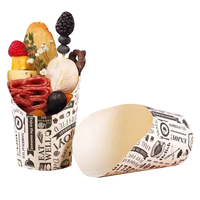 Brune Kraft Chip porte-frites papier Charcuterie tasse résistant à l'huile frite nourriture Kraft papier emballage boîte puces emballage
