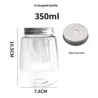 Taza desechable de plástico PET en forma de U para té y jugo de leche, tapón de rosca de 500ml, contenedor de bebidas con logotipo personalizado
