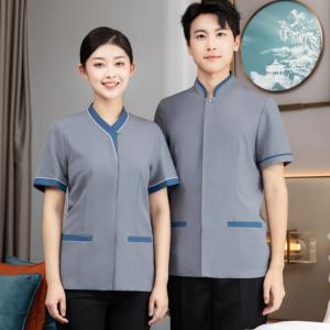 Uniforme <span class=keywords><strong>de</strong></span> Limpieza para Personal <span class=keywords><strong>de</strong></span> Limpieza <span class=keywords><strong>de</strong></span> Hotel, Color Gris, con Logotipo Personalizado al por Mayor - Product Image 2