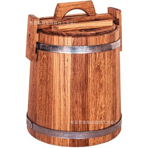 Wooden Cask Timber Barrel With Metal Bands For Food Storage Water <b>Beer</b> Oil Beverage Packaging - Product Image 2