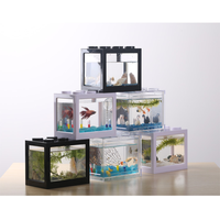 Mini PVC écologique de réservoir de poissons de Betta de LED acrylique transparent pour la visualisation de bureau de salle à manger