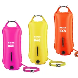 28L उच्च दिखाई सुरक्षा Inflatable निविड़ अंधकार सूखी बैग तैरना बोया टो फ्लोट खुले पानी तैराकी के लिए बोया Triathletes