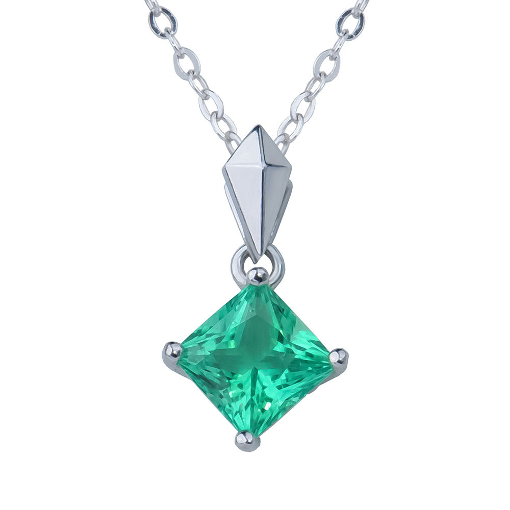 solitaire princess emerald pendant