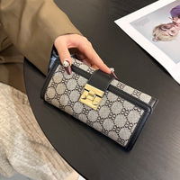 Dompet Panjang Wanita Model Clutch Lipat Berlapis dengan Banyak Slot Kartu, Gaya Vintage High-End, Diskon 70%, Dropshipping