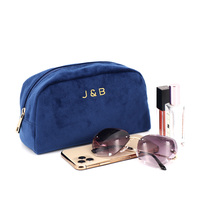 Logo personnalisé fermeture à Glissière Cosmétique Maquillage Trousse De Toilette Pochette Sac Femme Velours Bijoux Peau Peur Maquillage Organisateur Sac D'emballage Cadeau