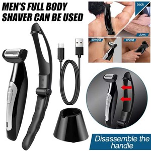 Nueva afeitadora trasera con mango, Afeitadora eléctrica plegable, afeitadora de cuerpo trasero para <span class=keywords><strong>hombres</strong></span>, removedor de vello trasero con carga USB - Product Image 2