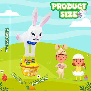 Nuestro cálido conejito <span class=keywords><strong>de</strong></span> Pascua <span class=keywords><strong>de</strong></span> 8 pies tirando <span class=keywords><strong>de</strong></span> <span class=keywords><strong>cesta</strong></span> <span class=keywords><strong>de</strong></span> huevos divertida decoración <span class=keywords><strong>de</strong></span> Pascua para decoraciones navideñas - Product Image 3