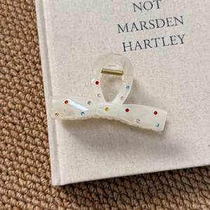 Pinza de Pelo con Forma de Lazo y Pedrería Colorida, Pinza de Pelo Geométrica de Plástico Blanco para Mujer, Accesorio de Moda Diaria Informal - Product Image 6