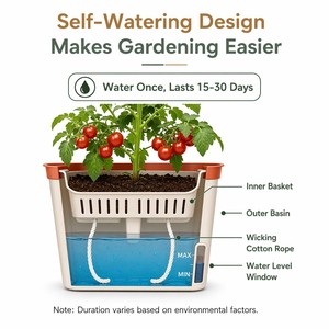 Jardinière rectangulaire auto-arrosante en plastique durable avec fenêtre de niveau d'eau visible pour plantes succulentes, balcon et légumes - Product Image 4