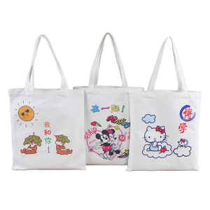 Bolsas de lona de gran capacidad para mujer con estampado de letras de dibujos animados, paquetes de lona para compras al por mayor - Product Image 2