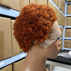 Perruque Courte Bouclée Kinky en <span class=keywords><strong>Cheveux</strong></span> Humains T-Part Dentelle 13x4x1, <span class=keywords><strong>Coupe</strong></span> Pixie Brésilienne pour Femmes Orange 350#, Perruques Bouclées en <span class=keywords><strong>Cheveux</strong></span> Naturels - Product Image 2
