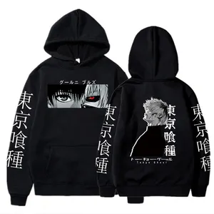 Moletom com capuz anime ken kaneki, blusas casuais para hip hop e streetwear, com estampa gráfica