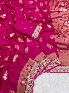 Sari de créateur Pure Khadi Dol La avec bordures Kanchi, élégant, traditionnel, pour femmes indiennes, tenue de fête, protection solaire, séchage rapide, tissé à la main - Product Image 2