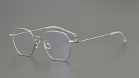 Gafas Ópticas Unisex de Moda en Oferta, Monturas para Diversas Formas de Rostro, Elegantes Monturas de Titanio Dorado de Media Montura Plegables con Lentes AC