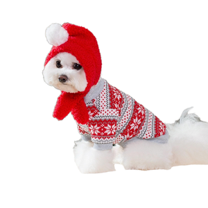 الكروشيه الحيوانات الأليفة ملابس عيد الميلاد الخريف والشتاء جديد لطيف الكلب الدافئ مخطط القطن ملابس القط البلوز محبوك سترة - Product Image 5