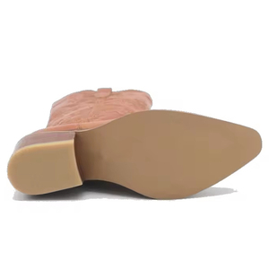 <span class=keywords><strong>Stivali</strong></span> da Cowgirl alla Moda per Donna con Ricami, Tacco Basso e Alto, Altezza al Ginocchio, Taglia 43, in Pelle PU Bianca - Product Image 4