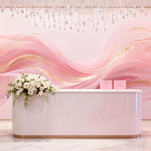 Carta da Parati in Tessuto con Motivo a Nastro in Seta Oro <span class=keywords><strong>Rosa</strong></span>, Economica e Resistente, per Matrimoni, Saloni, Reception, Facile Installazione - Product Image 1