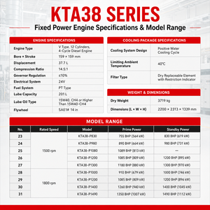 Motor Diésel CUMS KTA38-P1000 de 746 kW, 1800 rpm, Tipo V, <span class=keywords><strong>12</strong></span> Cilindros, 4 Tiempos, para Minería, Marina, Grandes Estaciones de Bombeo y Centrales Eléctricas - Product Image 6