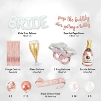 Kit de Décoration pour Enterrement de Vie de Jeune Fille : Bannière Or Rose et Blanc, Ballons en Aluminium Anneau et Verre de Champagne, Rideau à Franges et Fournitures pour Guirlande
