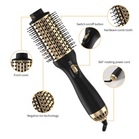 Peigne chauffant en céramique 4 en 1 avec fonction ionique Brosse sèche chauffante à ions négatifs Volume de cheveux de voyage pour l'extérieur et l'hôtel