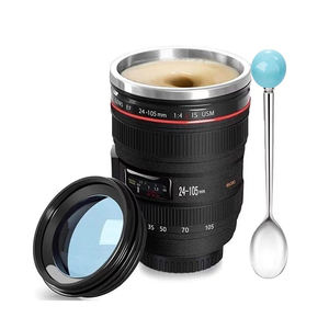 13.5oz isolé caméra lentille tasse à café en acier inoxydable lentille tasse Thermos - Product Image 5