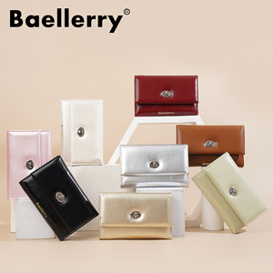 กระเป๋าสตางค์แบบสามพับสำหรับผู้หญิง Baelerry สีพื้น หนัง PU ดีไซน์เรียบง่าย ใช้ได้ทุกวัน - Product Image 3