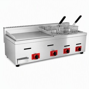 Plancha a Gas Comercial con Freidoras Dobles para Hamburguesas, Filetes, Papas Fritas, Pollo, Restaurantes de Comida Rápida y Distribuidores - Product Image 1