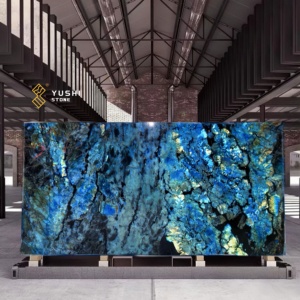 Yushi sang trọng lemurian màu xanh đá Granite kỳ lạ đánh bóng Countertop nền ăn uống Bàn cà phê - Product Image 1