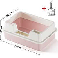 Bac à litière semi-fermé intelligent extra-large en PP pour chat, côtés hauts, anti-éclaboussures, design épaissi, style ouvert, pour litière en sable ou bentonite, facile à nettoyer