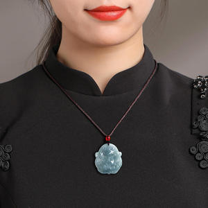 หยกธรรมชาติสีน้ำเงินหยกน้ำจืดจี้รูปจิ้งจอกเก้าหาง เครื่องประดับสำหรับผู้ชายและผู้หญิง หยกขายส่ง ของขวัญพร้อมใบรับรองการประเมินราคา DW36 - Product Image 4