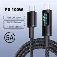 Nouveau câble de données tressé PD240W moulé sur mesure avec affichage LED, puce EMK, USB-C vers C, charge ultra-rapide