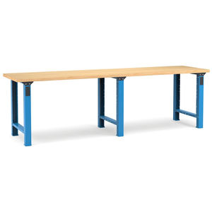 Banco de trabajo azul Fami Master 300cm con tapa de madera - Product Image 1
