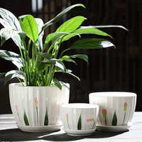 Terlaris 3 Buah Pot Bunga Keramik Set/Grosir Pot Bunga Keramik Harga Murah